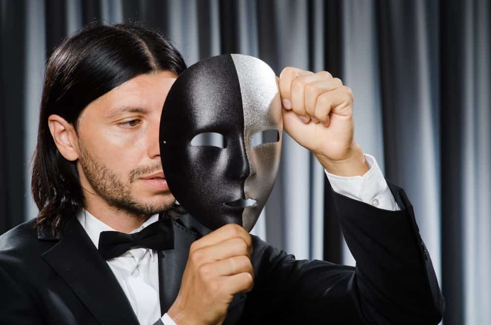 Funny concept with theatrical mask