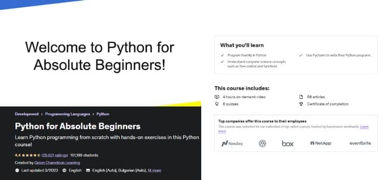 Udemy's best beginner Python course
