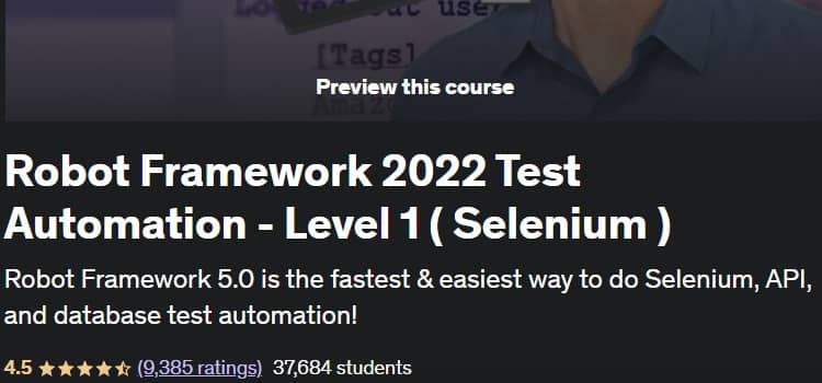Udemy Course on Robot Framework Test Automation