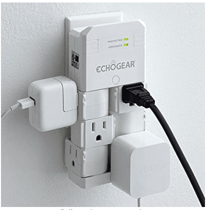 ECHOGEAR On-Wall Surge Protector with 6 Pivoting AC Outlets